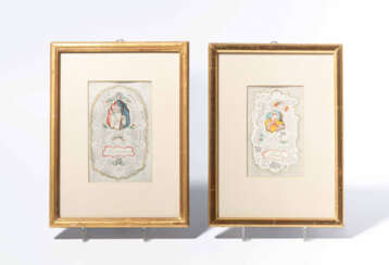 2 Spitzenbilder "Hl. Stephan"/"Hl. Rosalia"