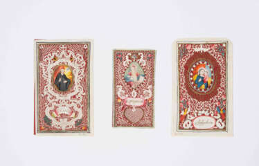 3 Spitzenbilder "Hl. Gregor"/"Hl. Joseph"/"Hl. Benedikt"