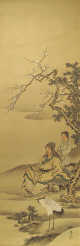 Der Gelehrte Lin Hejing mit Kranich und Jungen unter einem Baum - Foto 1