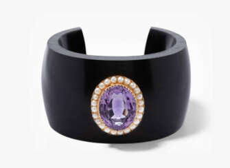 Amethyst-Ebenholz Armspange