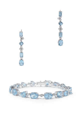 Aquamarin-Ohrhänger und Bracelet - фото 1