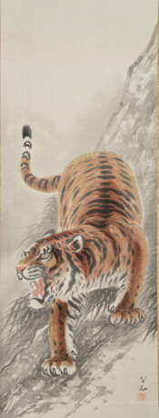Malerei eines Tigers in Angriffsstellung - Foto 1
