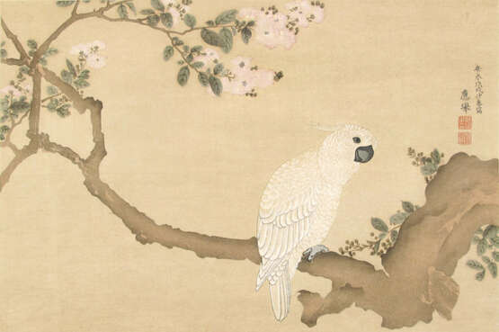 Druck nach Maruyama Okyo (1733- 1795): Kakadu auf einem blühenden Zweig - photo 1