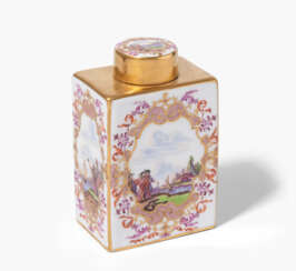 Meissen, Teedose mit Chinoiserie-Kartuschen