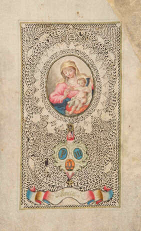 Spitzenbild "Maria und Hl. Joseph" mit Abtwappen - photo 1