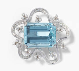Aquamarin-Brillant-Brosche