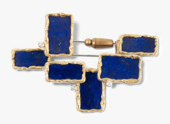Lapislazuli-Brillant-Brosche - photo 1