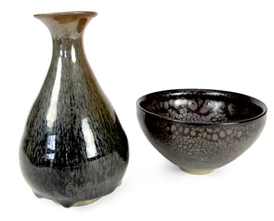 Chawan und Vase mit Temmoku-Glasur - Foto 1