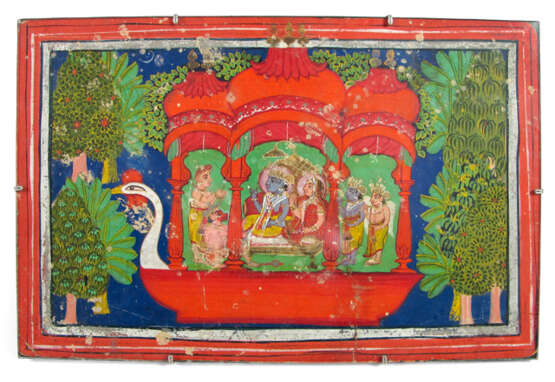 Gouache auf Papier mit Darstellung von Krishna und Radha - photo 1