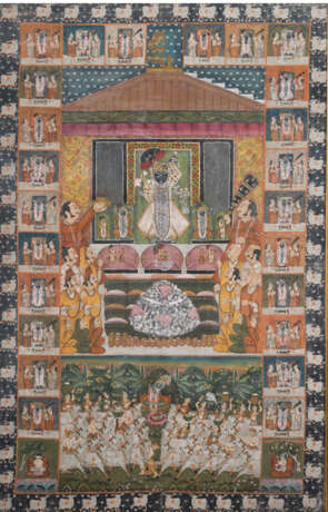 Pitchvai mit Darstellung von Krishna aund Gupis - фото 1