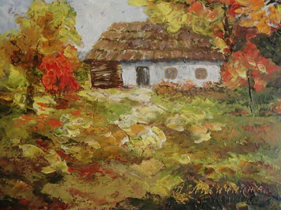“Autumn in Pirogovo” Mixed media Realist Landscape painting 2017 - photo 1