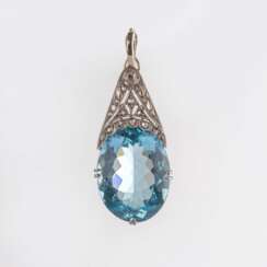 Jugendstil Aquamarin Diamant Anhänger.