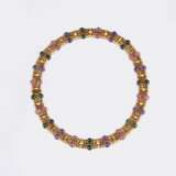 Bulgari. 'Parentesi' Goldcollier mit Pink Turmalin, Peridot und Amethyst. - photo 1