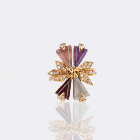H. Stern. Vintage Farbedelstein Ring mit Brillanten. - Foto 1