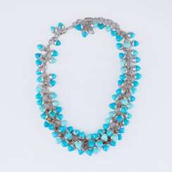 Tamara Comolli. Mikado Flamenco Türkis Collier 'Three Shades of Persian Turquoise'.