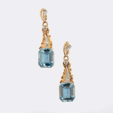 Paar Aquamarin Diamant Ohrhänger. - photo 1
