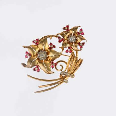 Pennino. Große Vintage Costume Jewellery Blüten-Brosche. - Foto 1