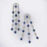 Paar Saphir Brillant Chandelier Ohrringe. - Foto 1