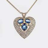 Herzförmiger Saphir Brillant Anhänger mit Kette. - photo 1