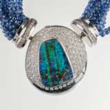 Mehrreihiges Saphir Collier mit Brillant Boulderopal Steckschließe. - Foto 2