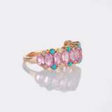 Pink Saphir Ring mit kleinen Türkisen. - Foto 2