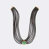 Smaragd Brillant Centerpiece an ebonisiertem Holz-Collier. - photo 2