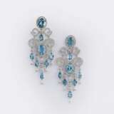 Paar Aquamarin Diamant Chandelier Ohrringe. - фото 1