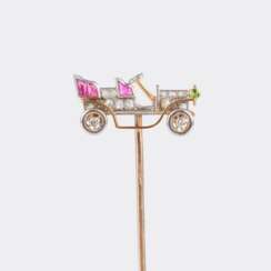 Novelty-Jewellerypiece Nadel mit Edelstein besetztem 'Automobil'.
