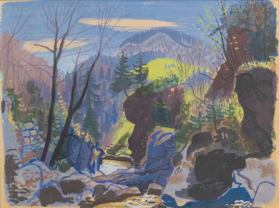 Eduard Bäumer (Kastellaun 1892 - München 1977). Bachlauf in den Bergen. - photo 1
