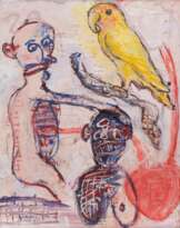 Dieter Glasmacher (Krefeld 1940). Figur mit Papagei.
