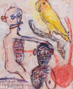 Dieter Glasmacher. Dieter Glasmacher (Krefeld 1940). Figur mit Papagei.
