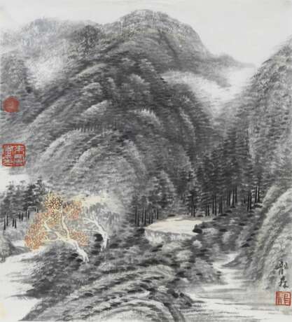 Longsen Xu (Shanghai 1956). Landscape with red Tree. - photo 1