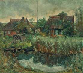 Arthur Illies (Hamburg 1870 - Lüneburg 1952). Fischerhäuser in Gothmund.