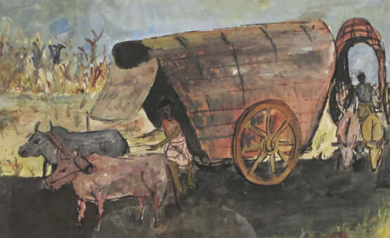 Sumanadasa Ratnayake (geb. 25.2.1955): zwei Ochsenkarren mit Titel "Bullock Cart" - photo 1