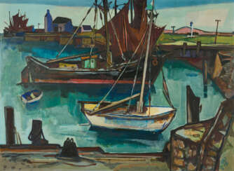Robert (Willy ) Huth. Nordsee-Hafen (mit Motorkutter)