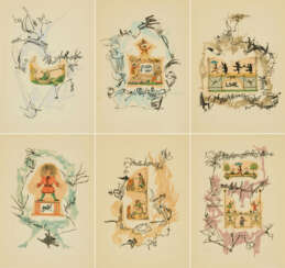 Hann Trier. Mixed Lot of 6 Colour Lithographs (From: Kommentare zum Struwwelpeter)