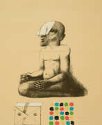 Horst Antes. Horst Antes. Sitzende Figur mit mag. Farbquadrat