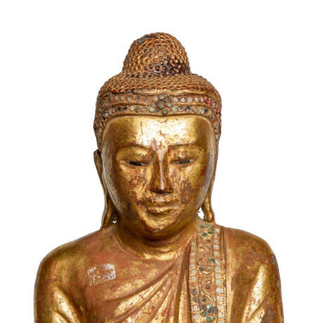 Holzfigur des stehenden Buddha. THAILAND, 20. Jahrhundert. - Foto 5