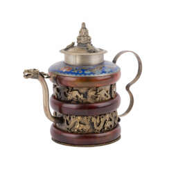 Kleine Teekanne mit émail cloisonné. CHINA, 19. Jahrhundert.