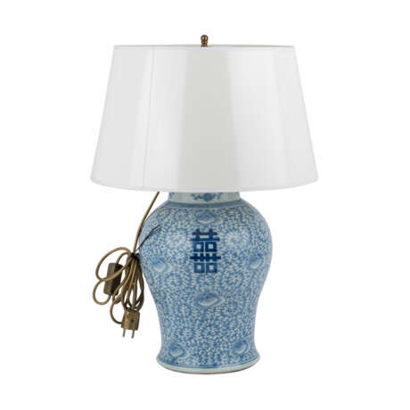 Unterglasurblaue Vase als Lampe montiert. CHINA. - Foto 4