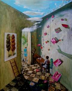 Creative room with a sharp corner.