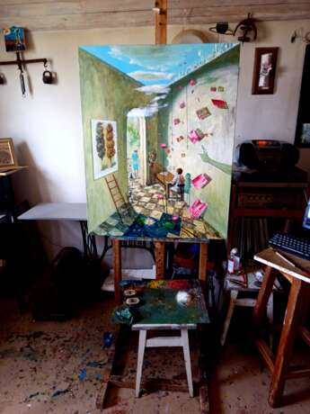 Creative room with a sharp corner. Масло на холсте Сюрреализм Romanticism Украина 2025 г. - фото 2