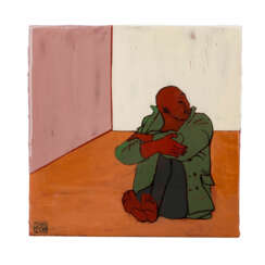 SCHIRMER, SABINE MARIA (südd. Künstlerin 20./21. Jahrhundert), "Sitzender Mann im Raum",