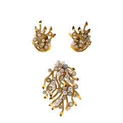 Schmuckset mit Opal-Perl- und Diamantbesatz