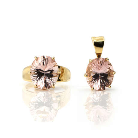 Ring und Anhänger mit Morganitbesatz - photo 1