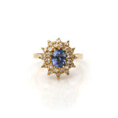 Entouragering mit Saphir-Diamantbesatz