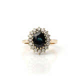 Saphir-Ring mit Diamanten-Entourage - photo 1