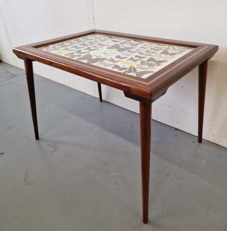 Vintage table with butterflies Mahogany Design of 50-60’s Mid-20th century - photo 2