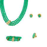 Chrysoprase-Diamond-Set: Necklace, Bracelet, Ring, Ear Studs - фото 1