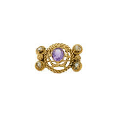 Amethyst-Diamond-Brooch